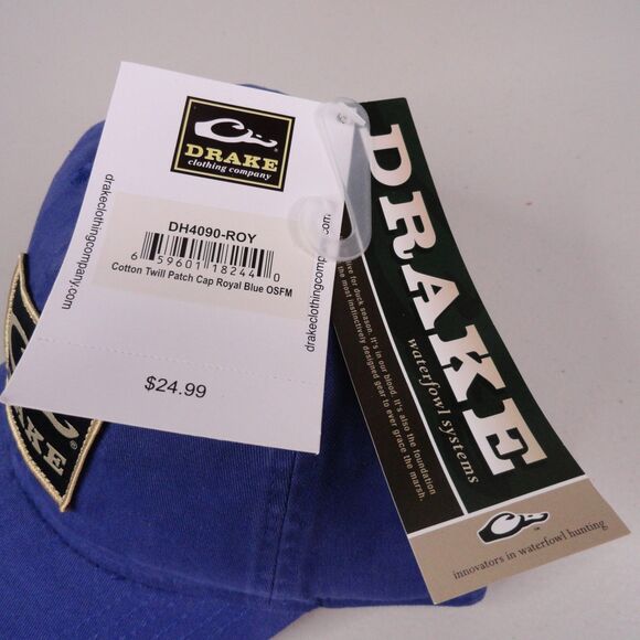 Drake Waterfowl Hat Royal Blue Cotton Twill Logo Patch Strapback Ball Cap NWT - Picture 4 of 9